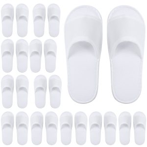 KOGGON 3 Pairs Open Toe Spa Slippers White Spa Hotel Guest Slippers for Spa, Party Guest, Hotel and Travel, Fits Most Men and Women