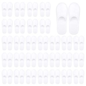 KOGGON 30 Pairs Disposable Slippers Closed Toe Slippers White Slippers Spa Hotel Guest Slippers for Men Women Home, Travel Use